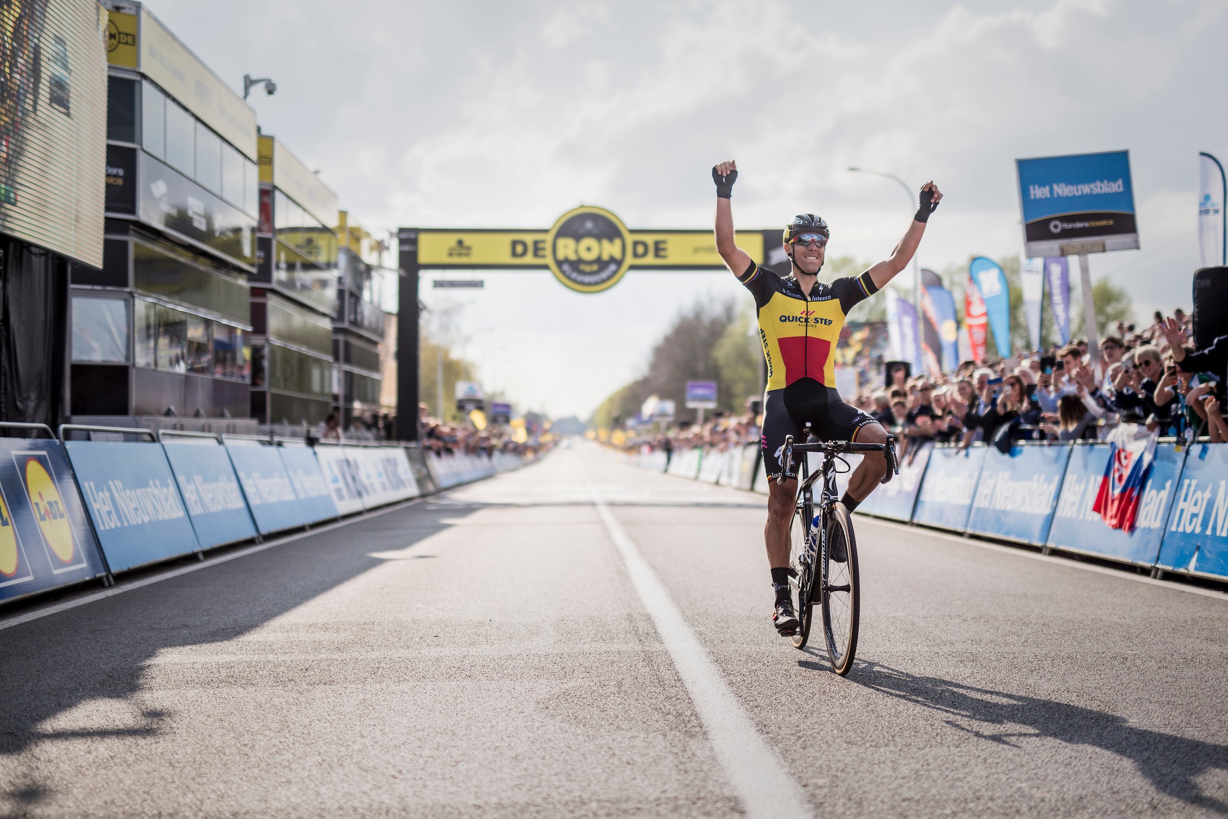 Philippe Gilbert winning the Ronde van Vlaanderen